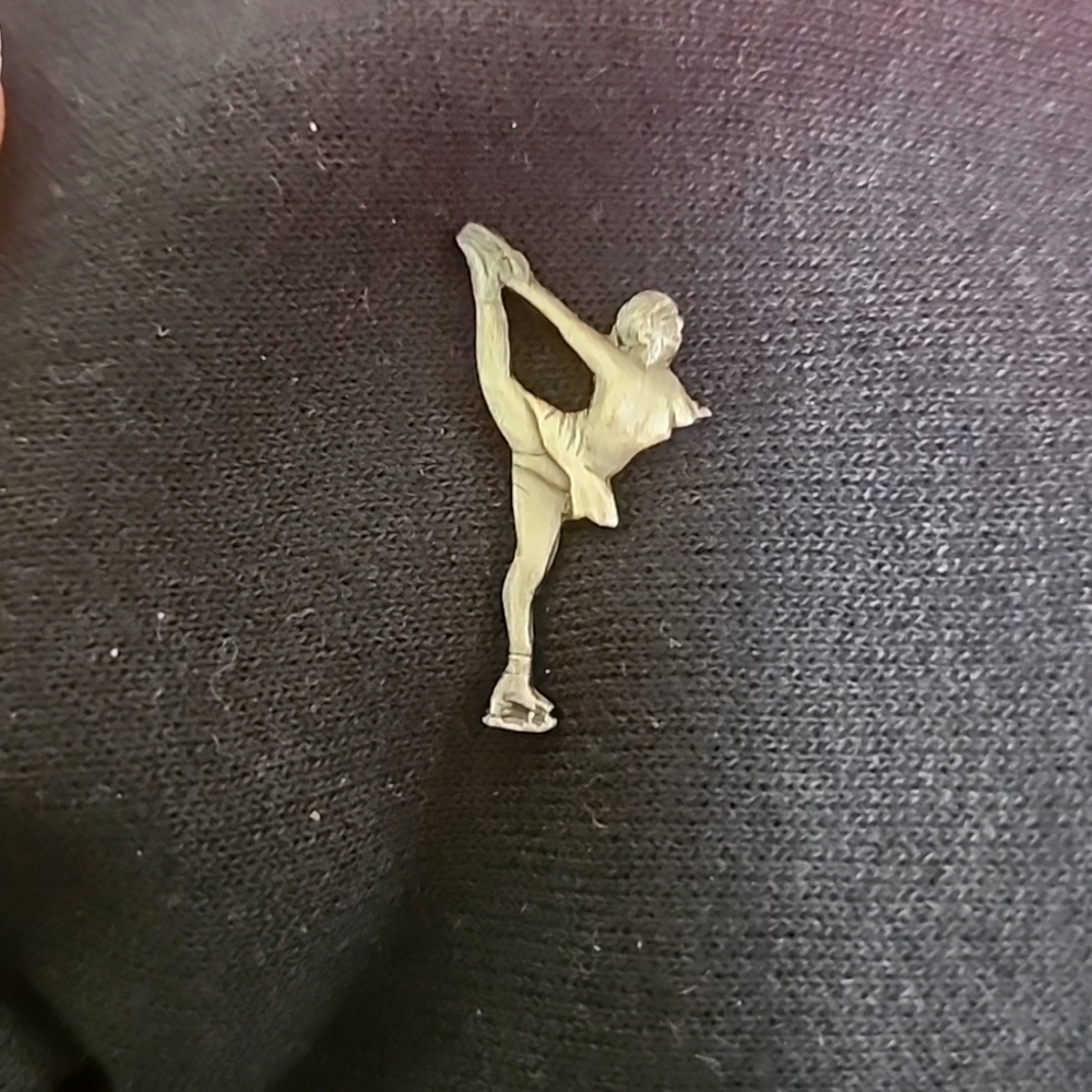 Matte silver figure skater pin